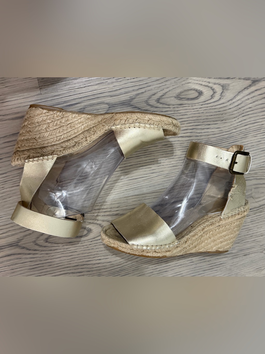 Soludos Leather Gold Metallic Wedge Heel Los - Size 8 Euc — image 7 of 8